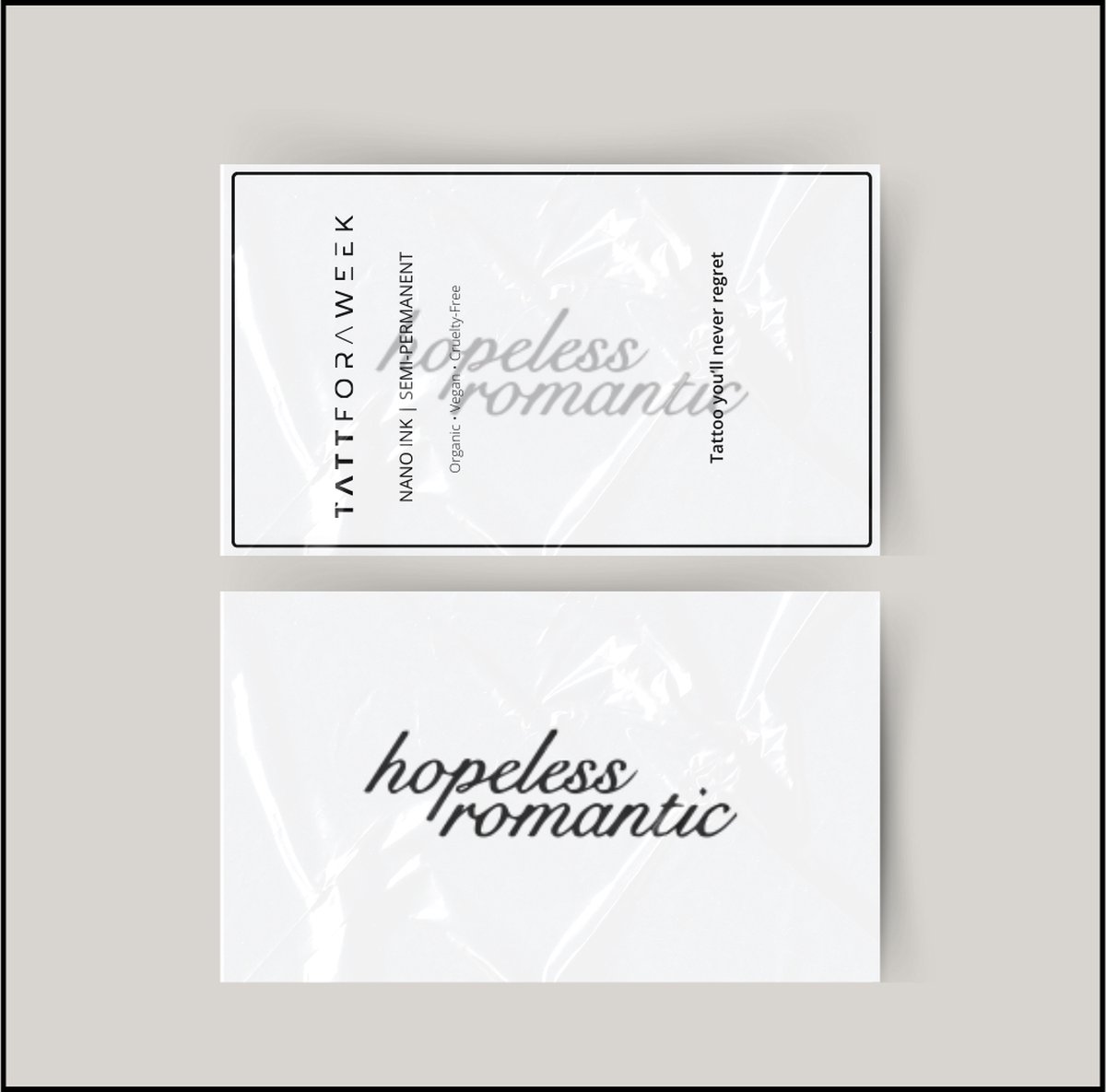 Tijdelijke tattoo hopeless romantic | Neptattoo volwassenen | Tijdelijke tattoo voor volwassenen | Temporary tattoo | Plaktattoos voor volwassenen | Neptattoos | Probeer zorgeloos een tattoo | tattforaweek